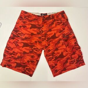 Men’s Rare Find Cargo Orange Camo Cotton Shorts Size‎ 33 Inseam 11” Unique